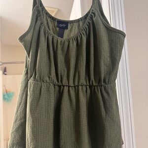 Daytrip Green Ribbed Ruched Tank Top